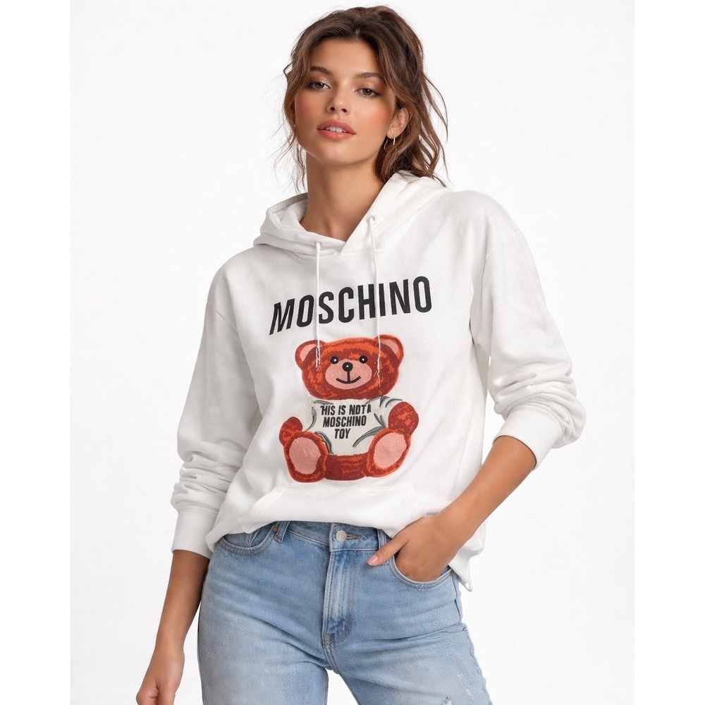 Moschino Couture White Hoodie with Teddy Bear